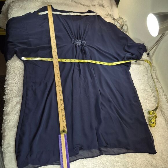 Karina Navy Chiffon Kaftan Dress Beaded Empire Waist Size Special Occasion 18... - Picture 7 of 9